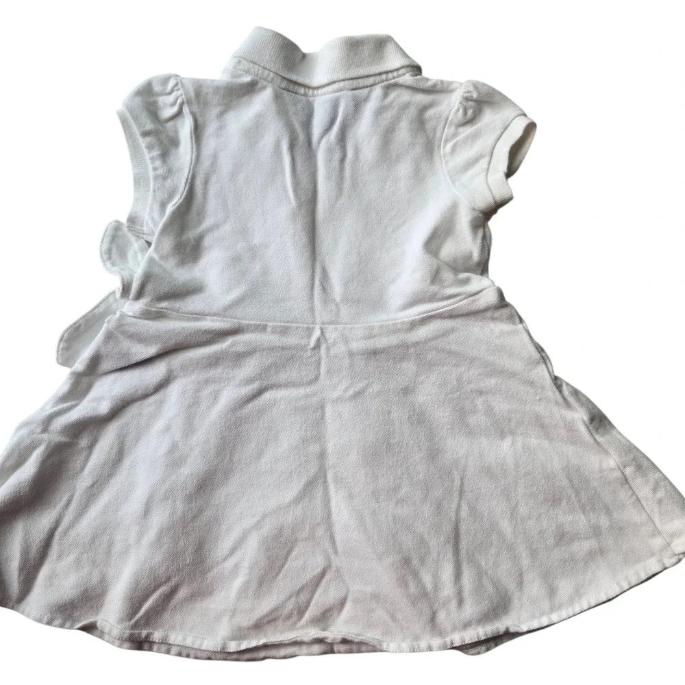 Ralph Lauren Baby Girls White Cotton Pique Wrap Polo Dress Gold Pony Logo 12M